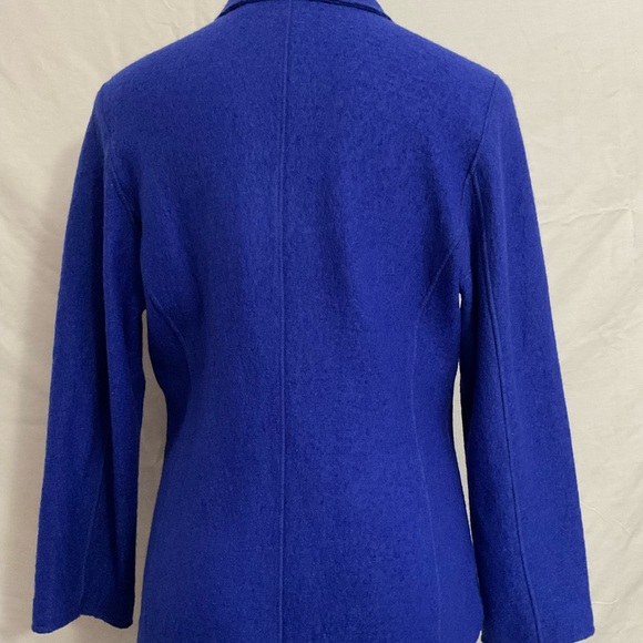 CHICO’S WOMENS Blazer Jacket size 1 Cobolt Blue Shacket wool Blend Retro - Picture 2 of 10